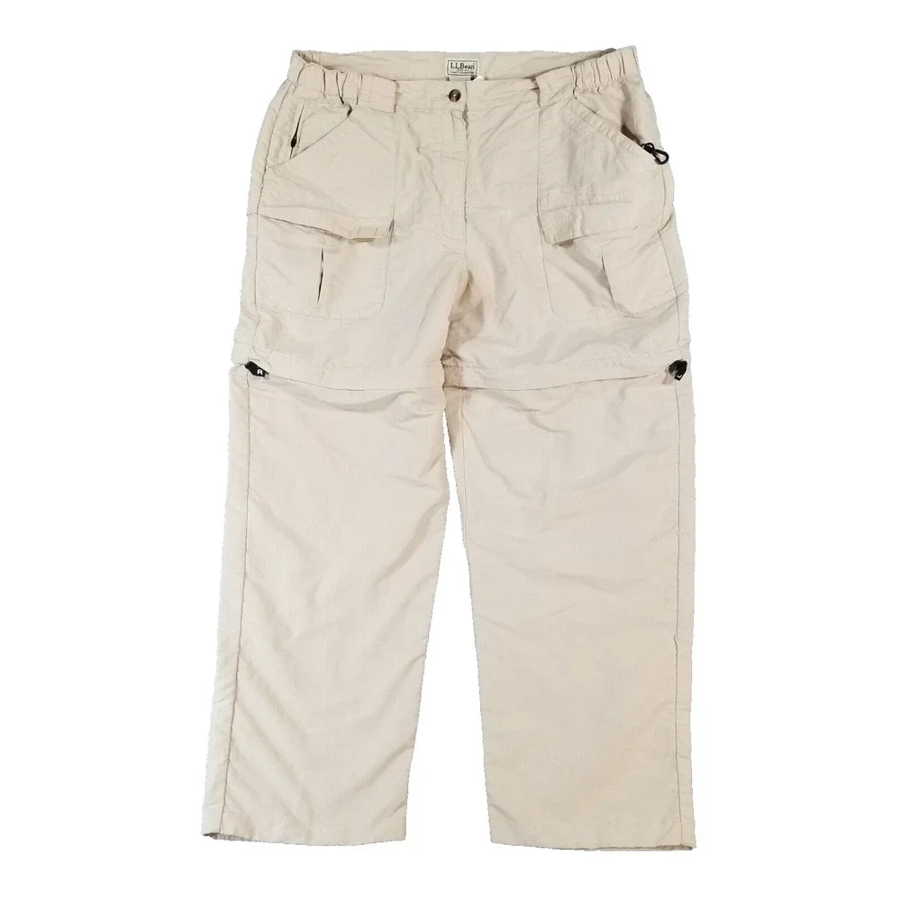 LL Bean Convertible Cargo Pants Mens L Beige Nylon‎ Hiking Shorts Outdoor